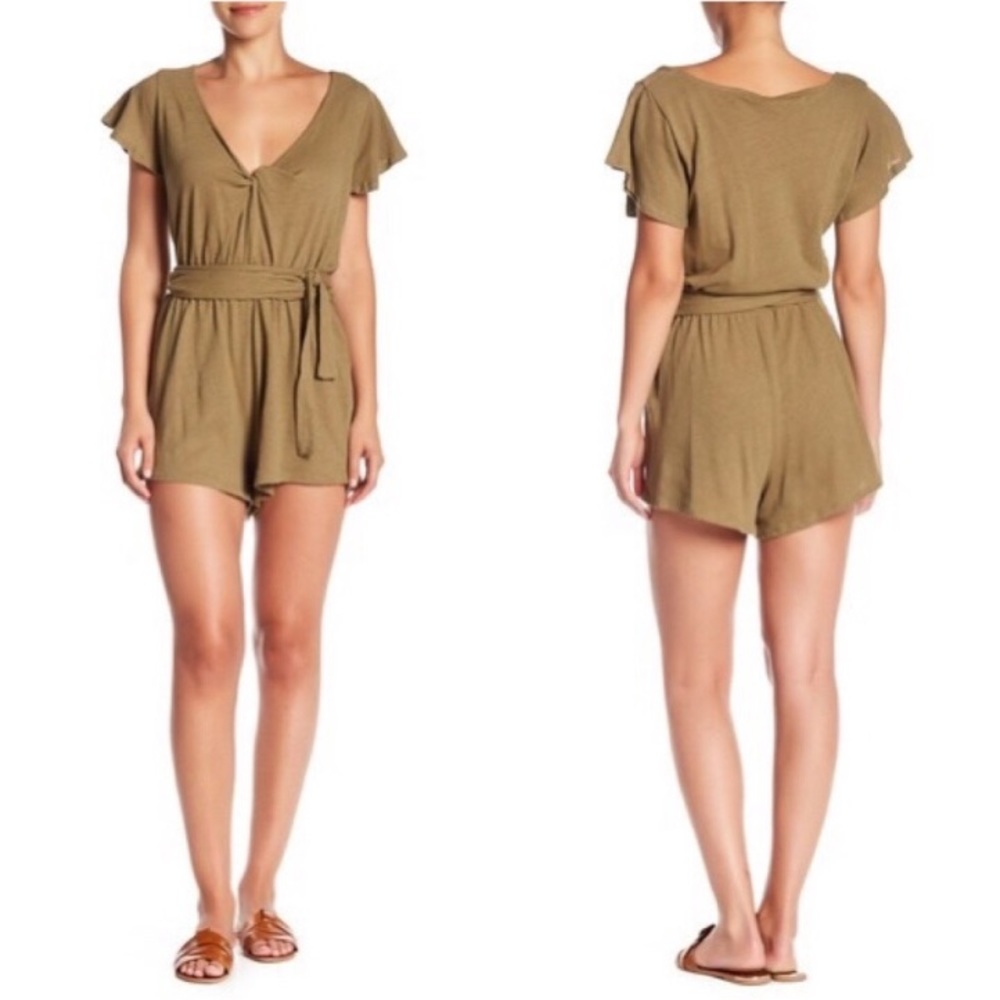 Free People Ballerina Tie Waist Moss Romper
